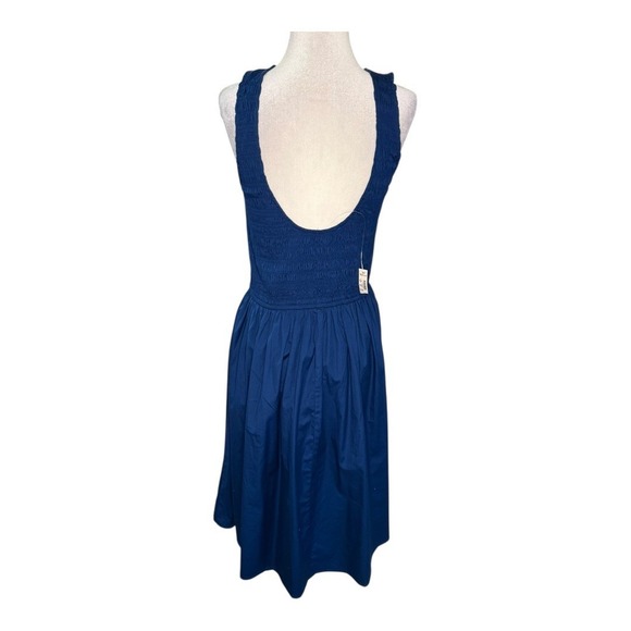 Madewell The Melody Scoopback Smocked Midi Dress Indigo Blue Moon Sleeveless XL - Picture 4 of 7